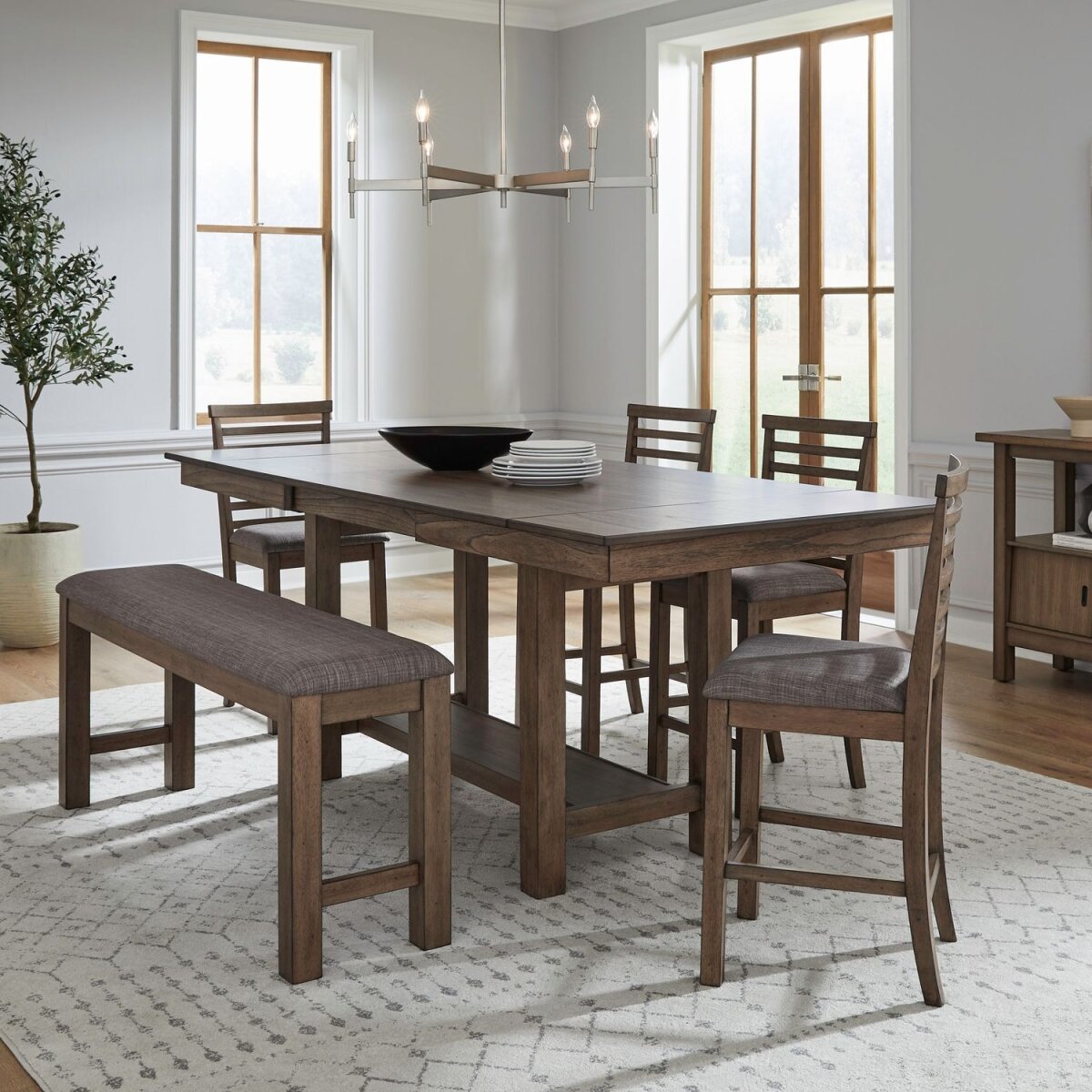 6 Piece Gathering Trestle Table Dining Sets Liberty Furniture 2